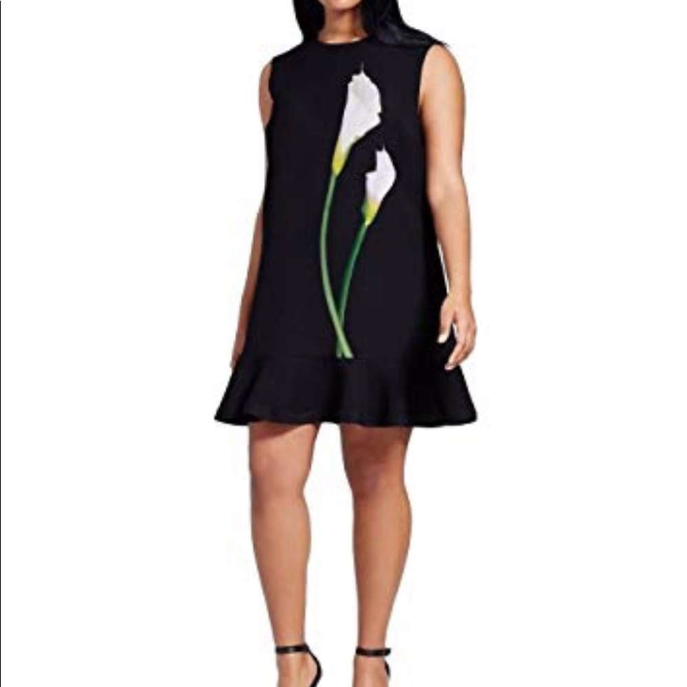NWT Victoria Beckham Black Calla Lily Satin Dress